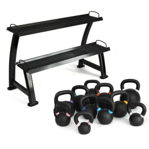 Cast Iron Kettlebell Set 160kg with Storage Rack Smai