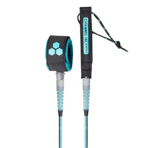 Channel Islands Round Cord Everyday 6' Surfboard Leash - Cyan Black