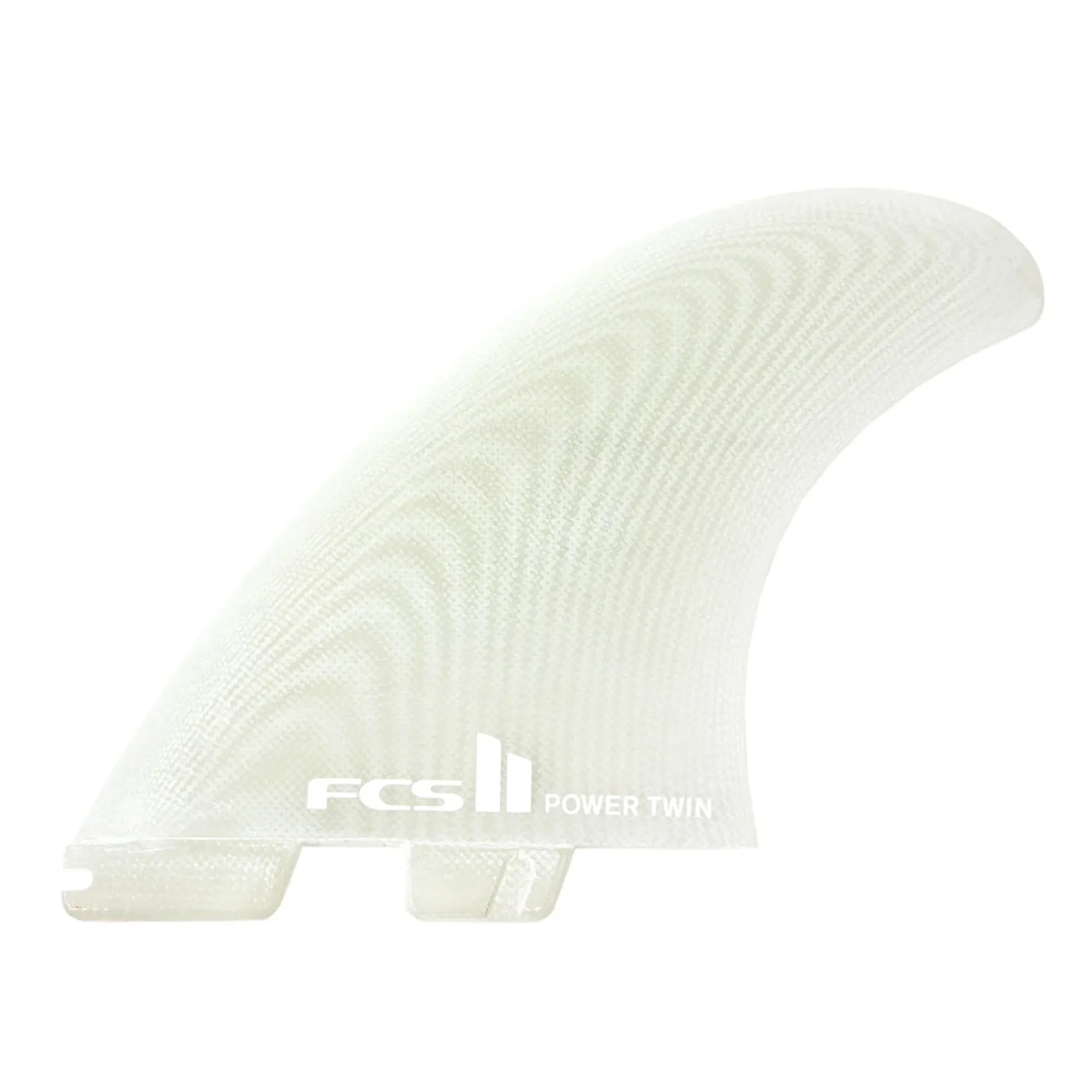 FCS II Power Twin Performance Glass Twin Surfboard Fins - Clear