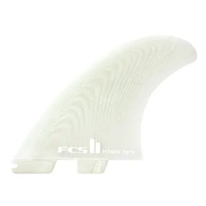 FCS II Power Twin Performance Glass Twin Surfboard Fins - Clear