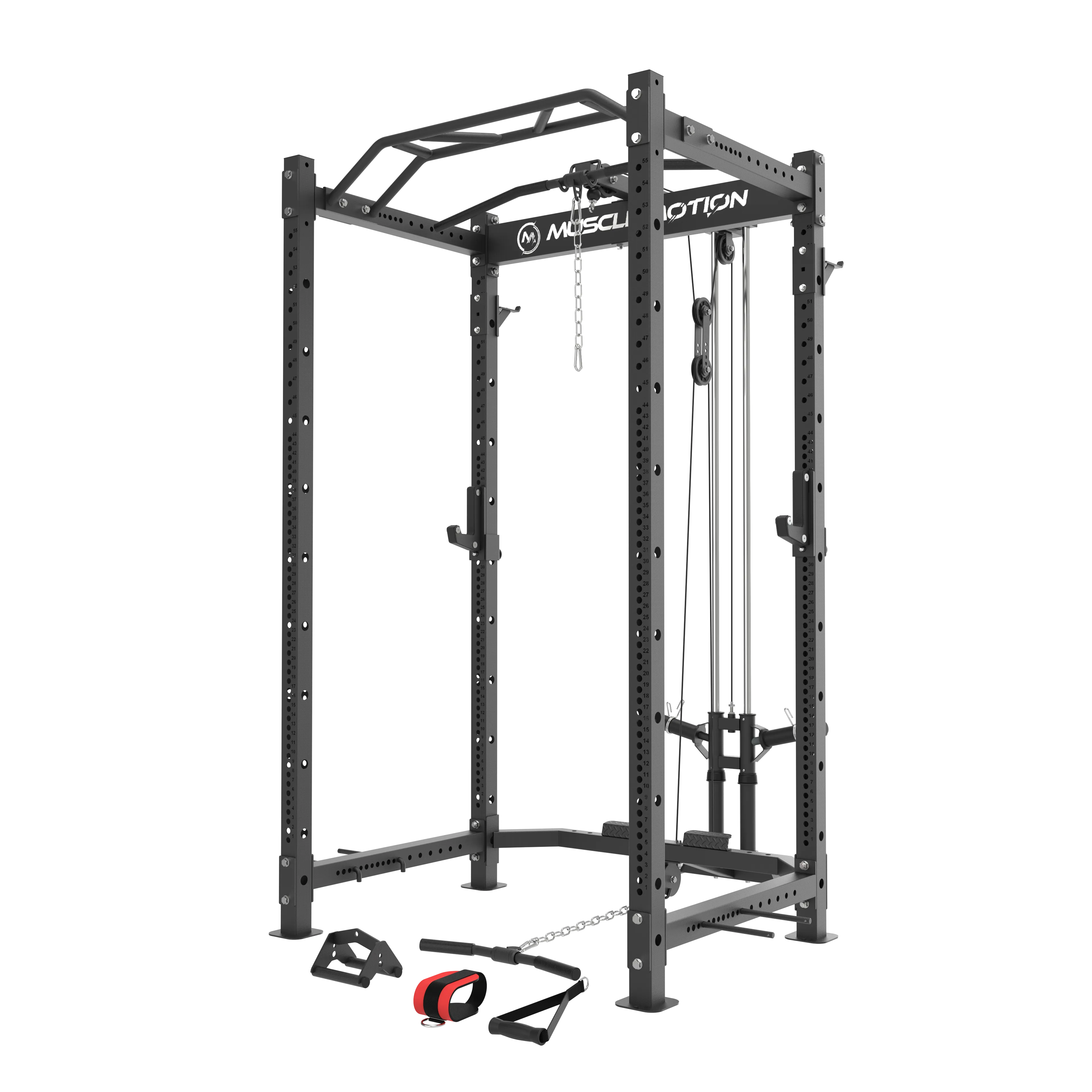 Muscle Motion PR1012 Package- Power Rack   Bench   Bar   100kg Bumper Weight Plates