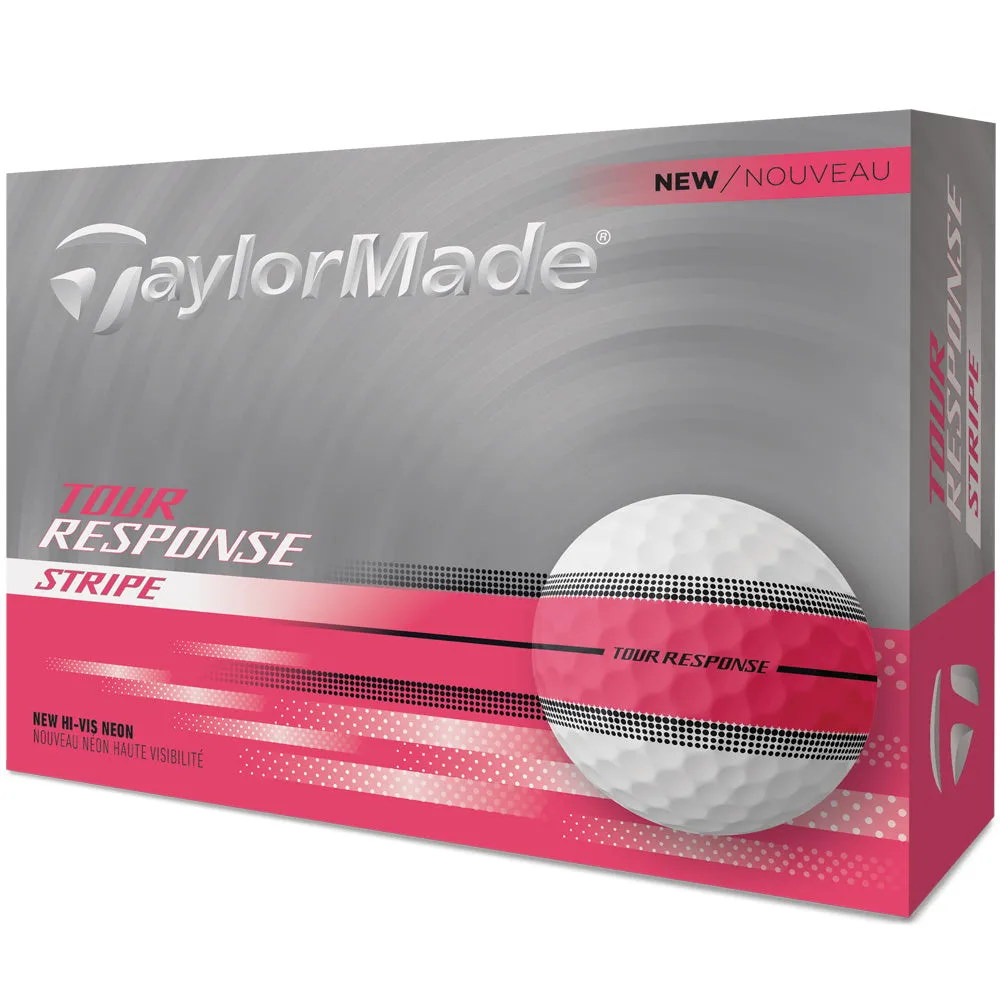 TaylorMade Tour Response Stripe Balls - Neon Pink - 12 Pack